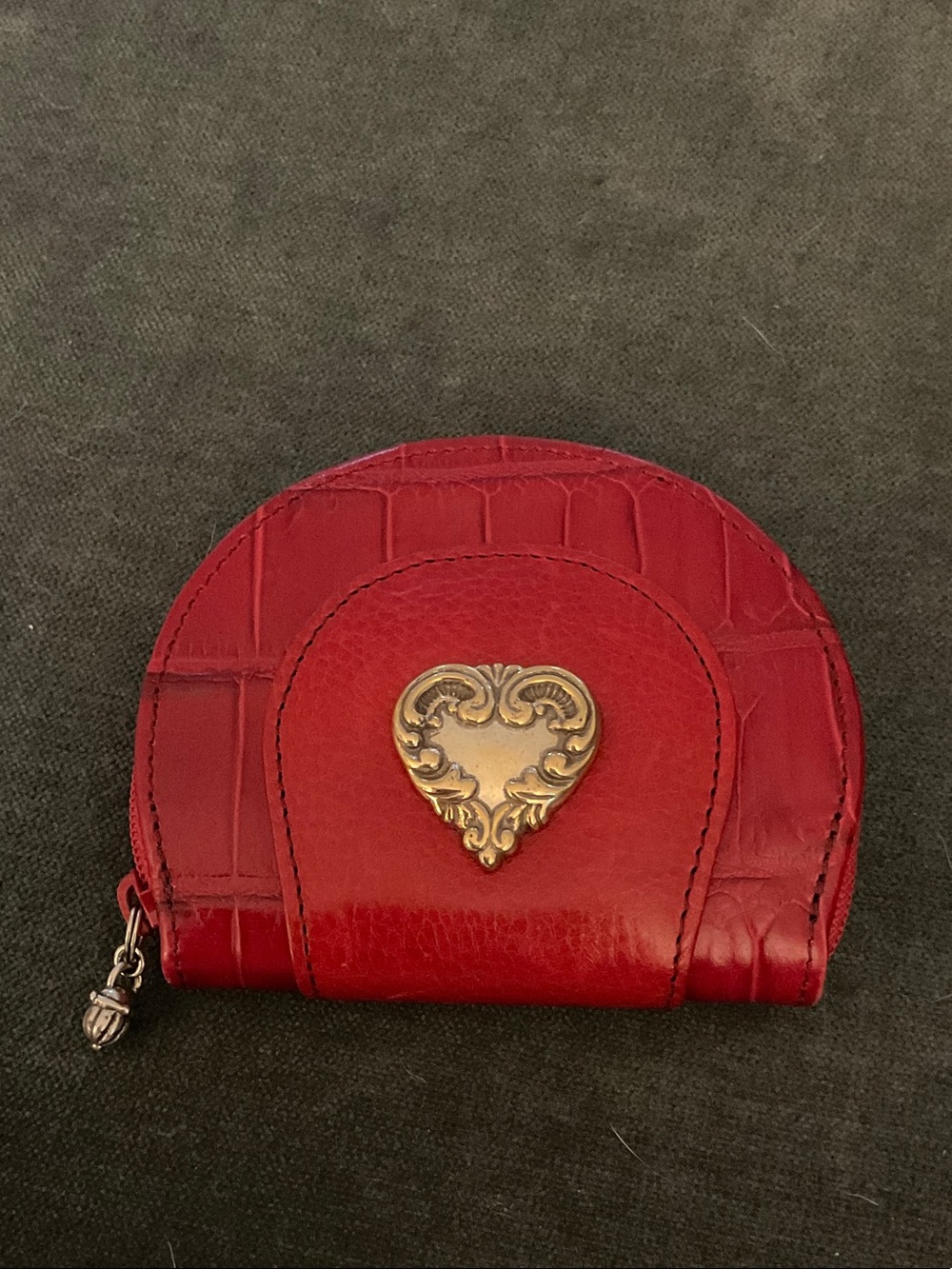 Brighton Red Croc-Embossed Heart Accent Coin Pouch